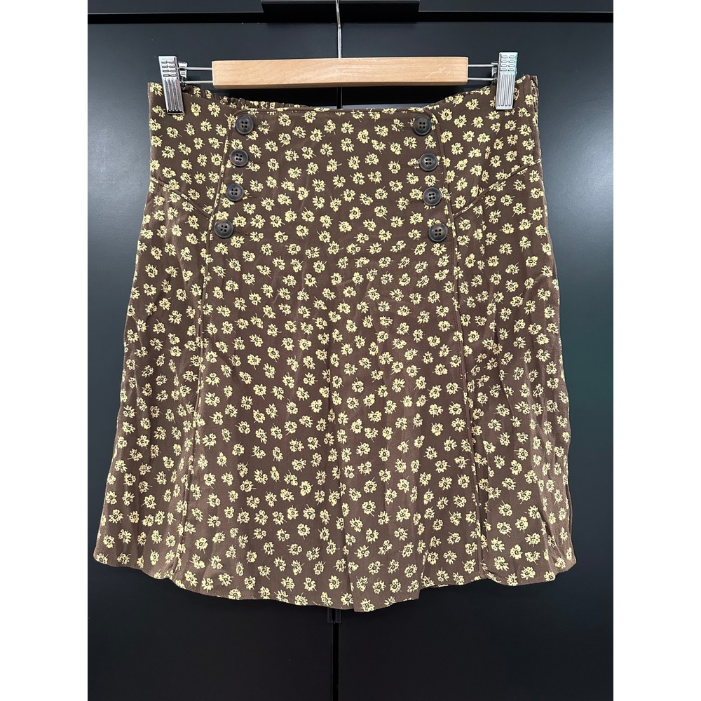 Madewell Brown Floral Sailor Mini Skirt Smocked Back MA993 Size M NEW